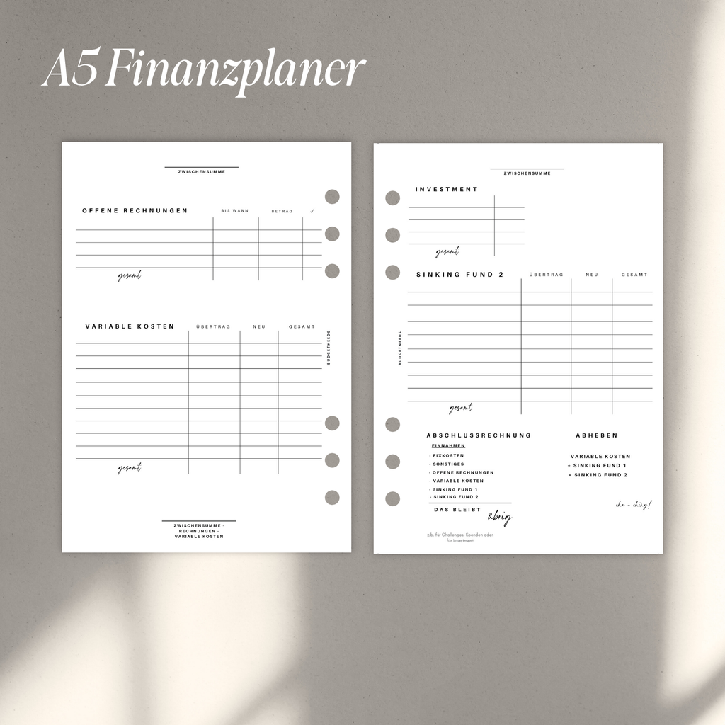 Finanzplaner A5 - Einlagen