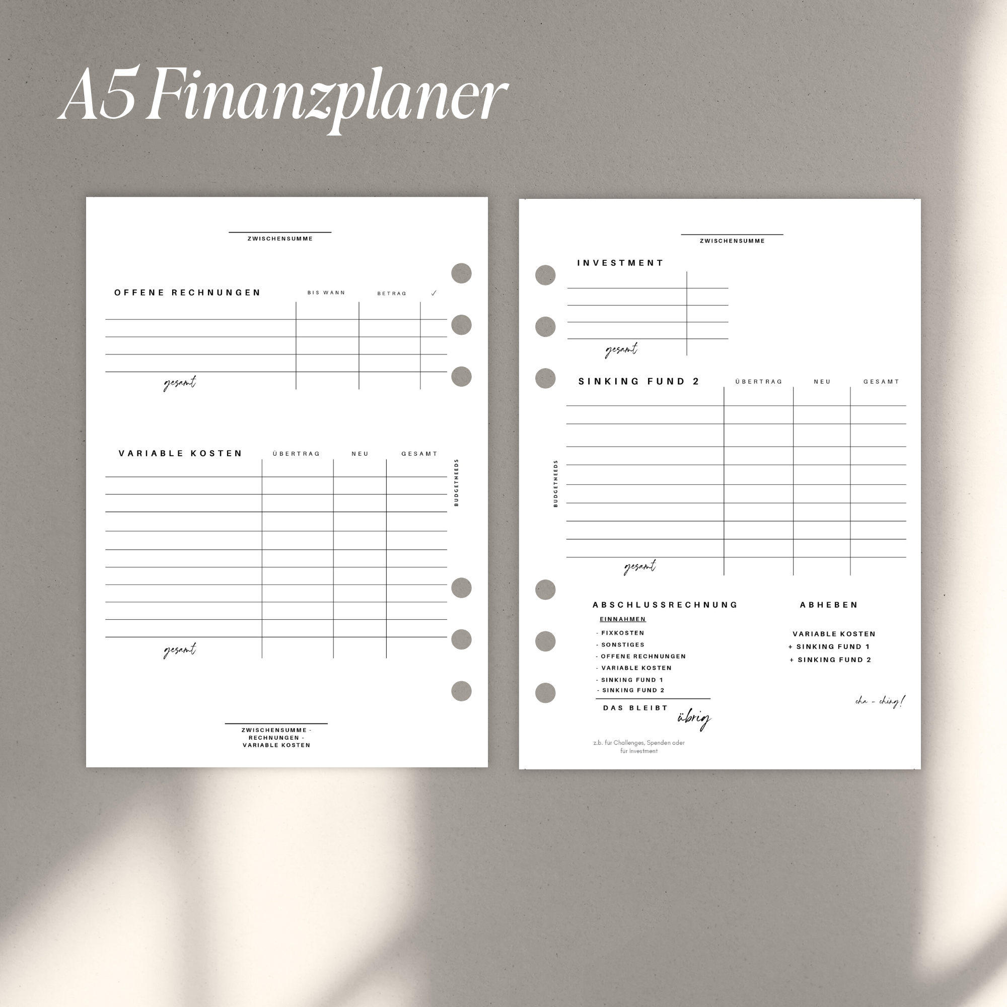 Finanzplaner A5 - Einlagen
