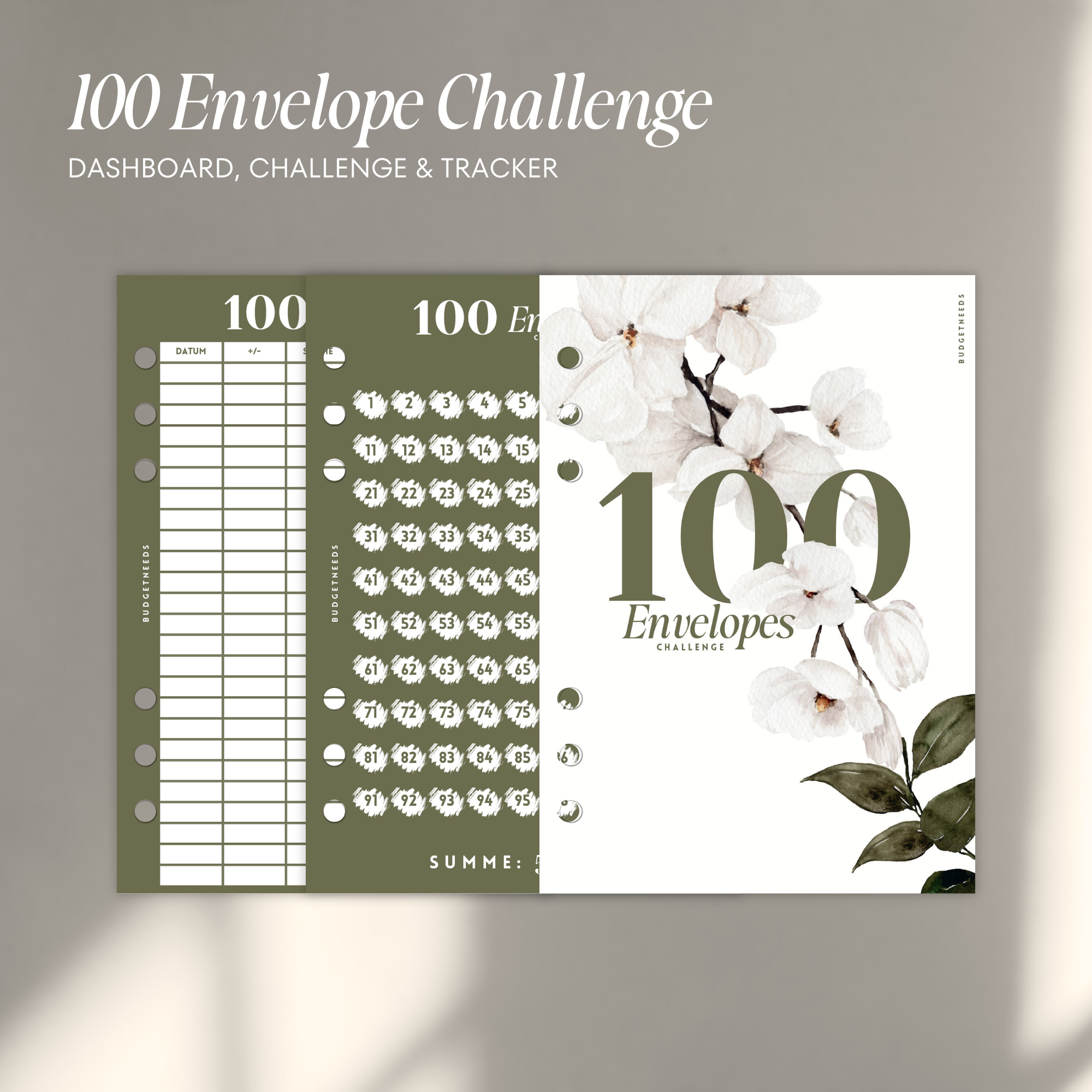 100 Envelope Saving Challenge A5 FLOWER