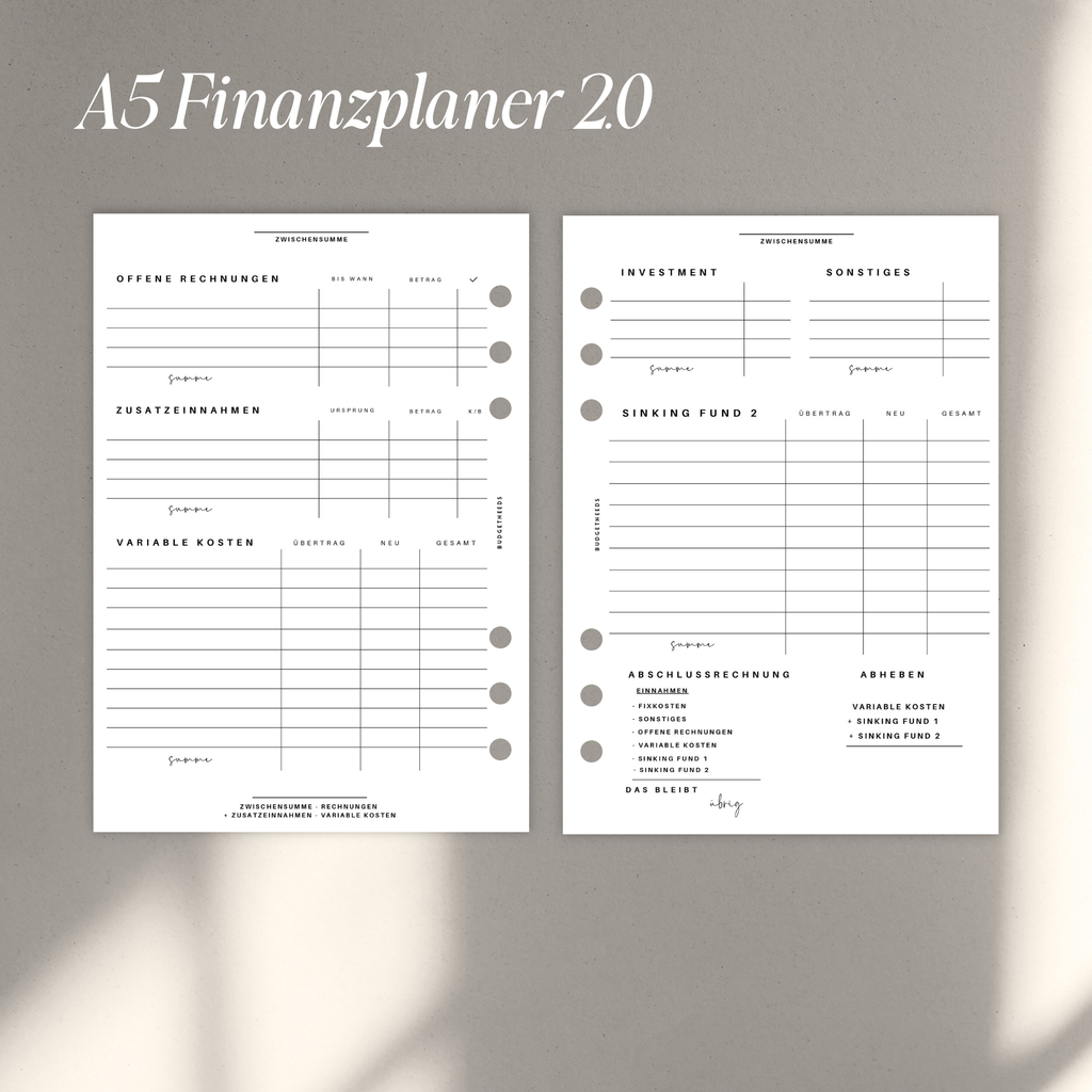 Finanzplaner A5 - Einlagen 2.0
