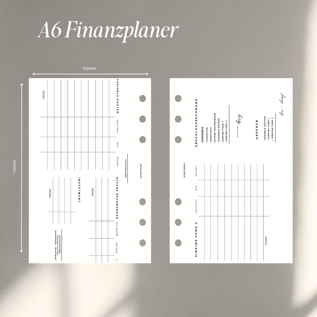 Finanzplaner A6 - Einlagen