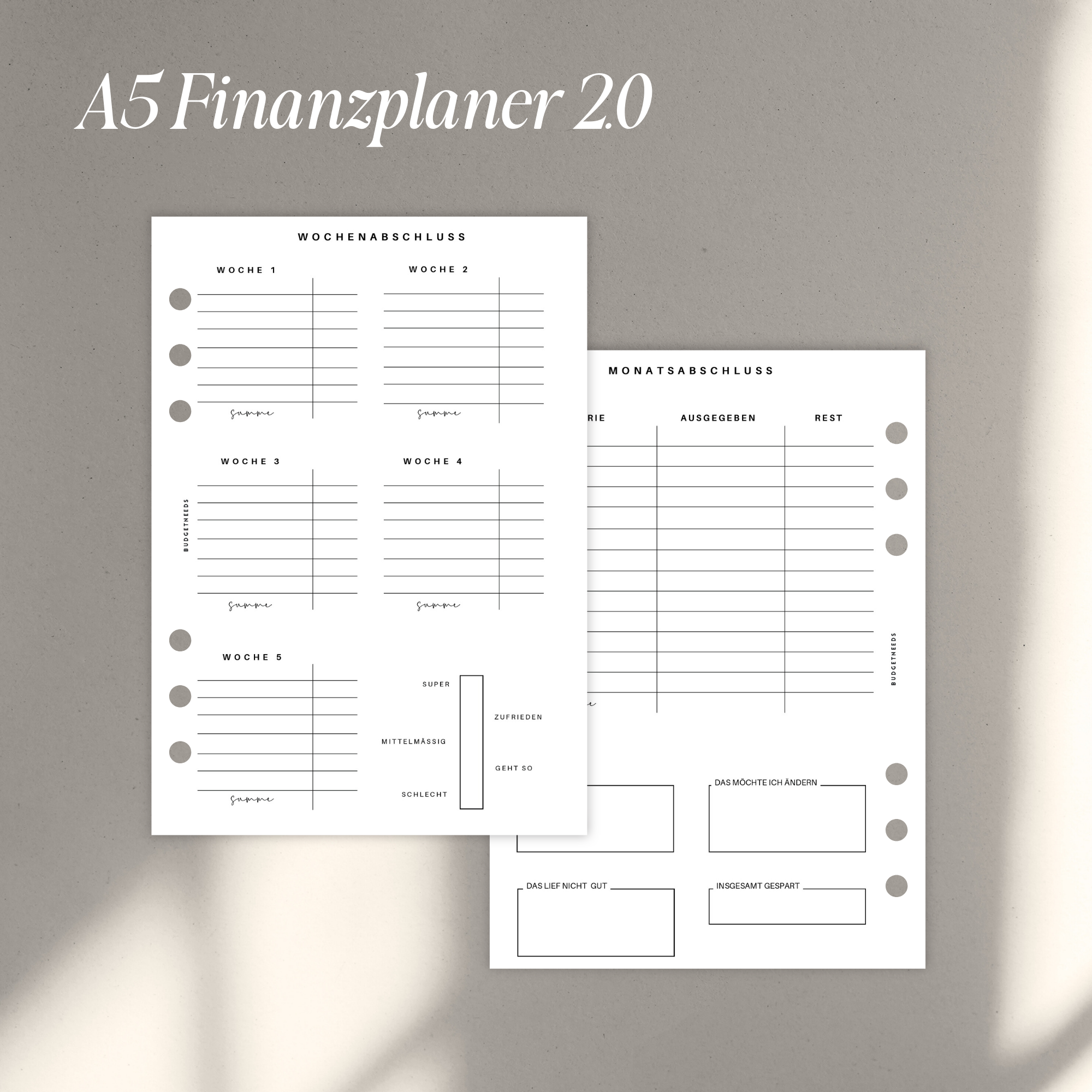 Finanzplaner A5 - Einlagen 2.0