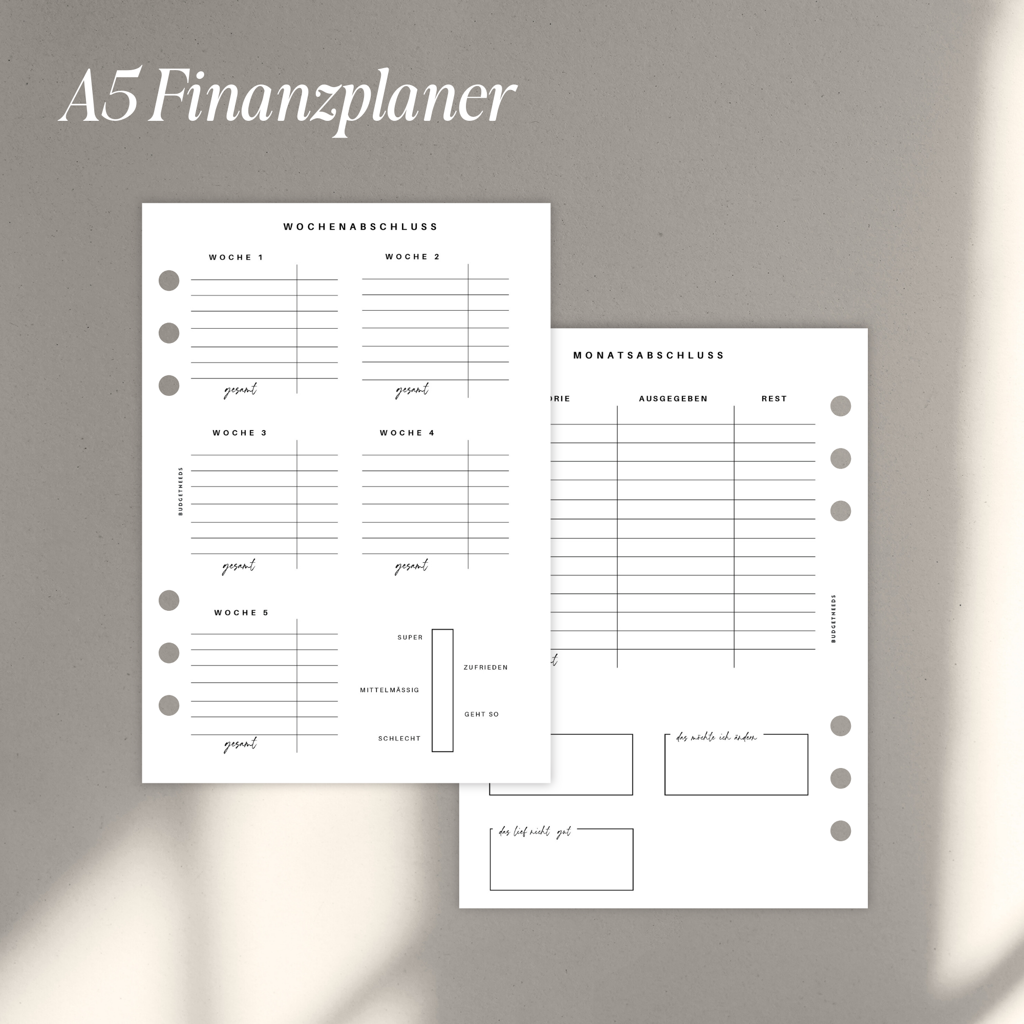 Finanzplaner A5 - Einlagen