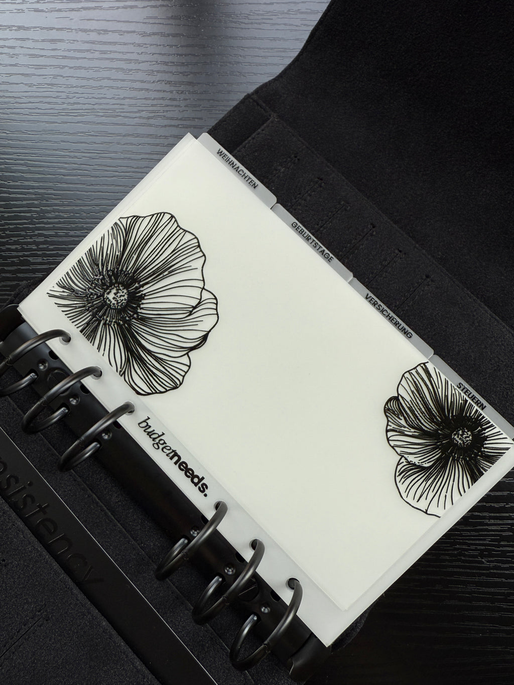 Personalisierter Umschlag PREMIUM| Tab BLACK FLOWER BIG