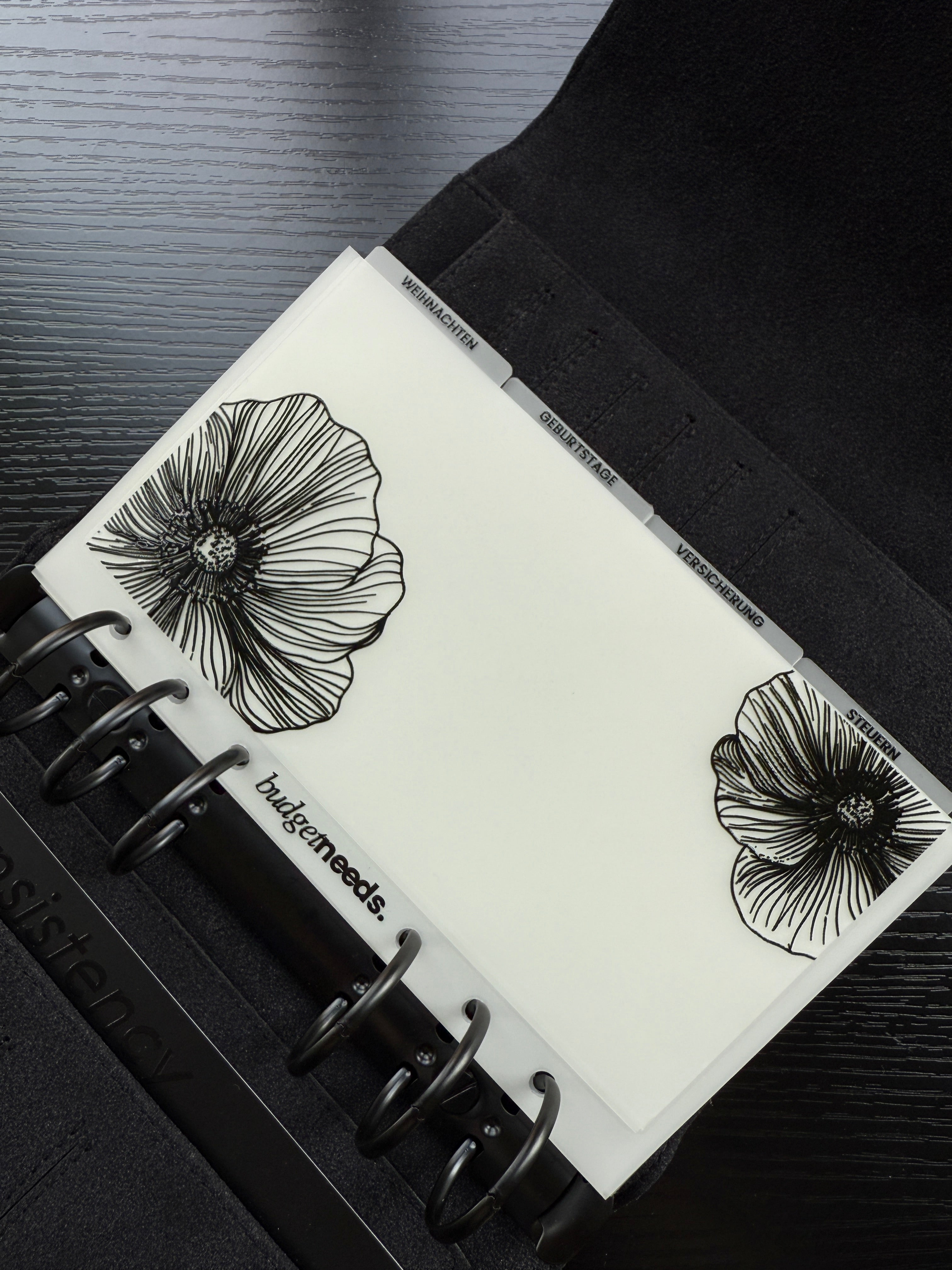 Personalisierter Umschlag PREMIUM| Tab BLACK FLOWER BIG