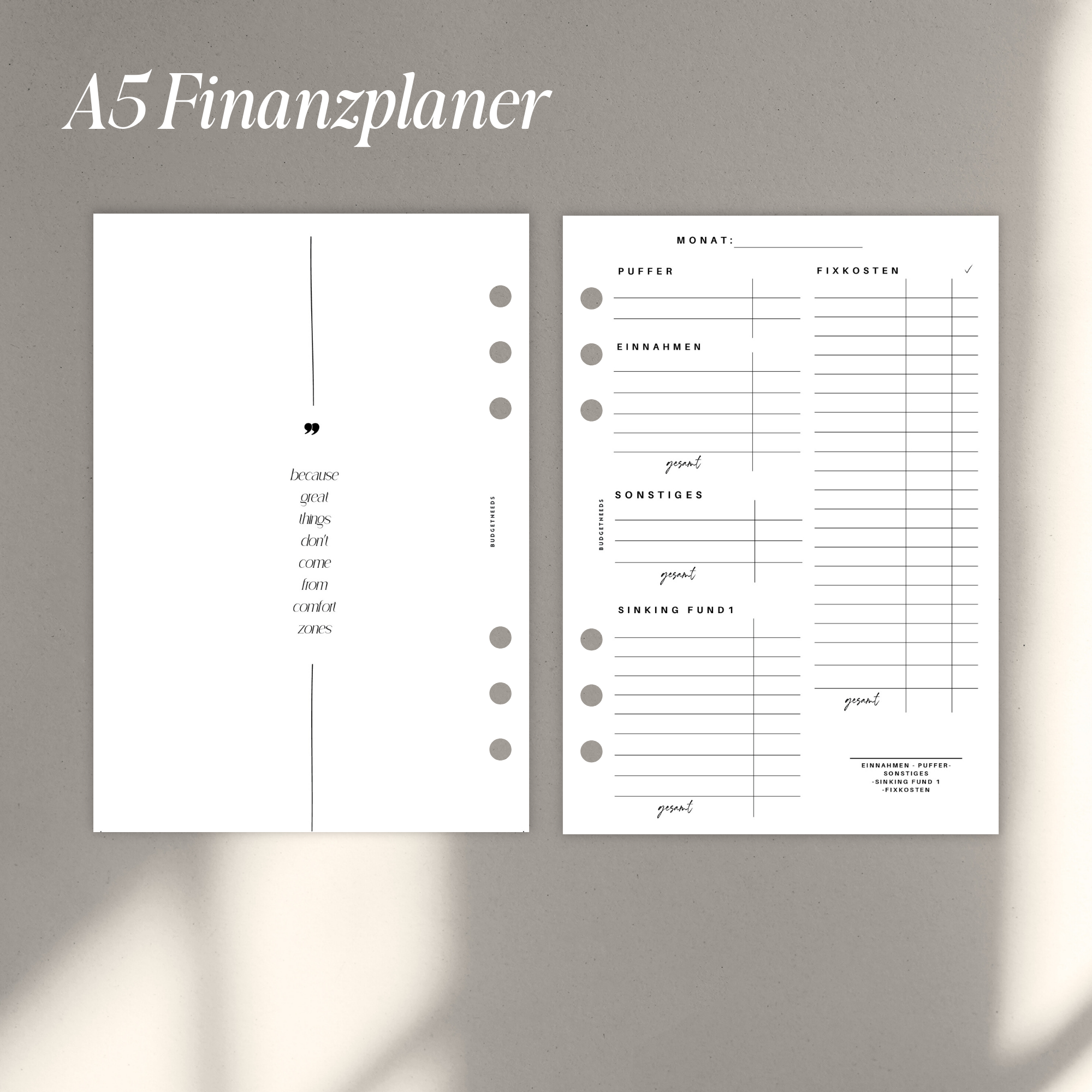 Finanzplaner A5 - Einlagen