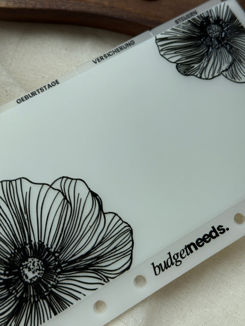 Personalisierter Umschlag PREMIUM| Tab BLACK FLOWER BIG
