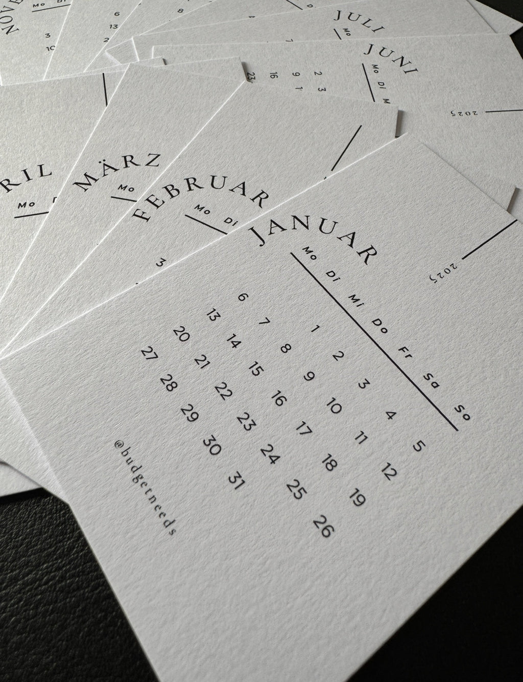 Kalender Karten-Sets 2025 | 12er Set - Budget Needs