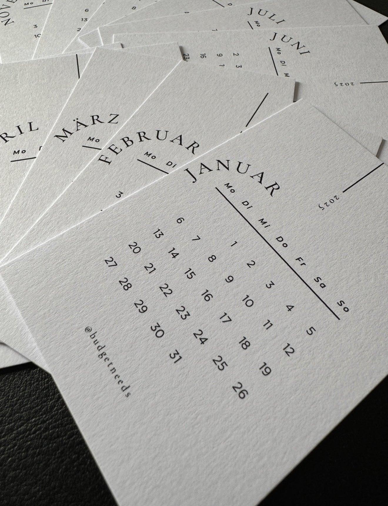 Kalender Karten-Sets 2025 | 12er Set - Budget Needs