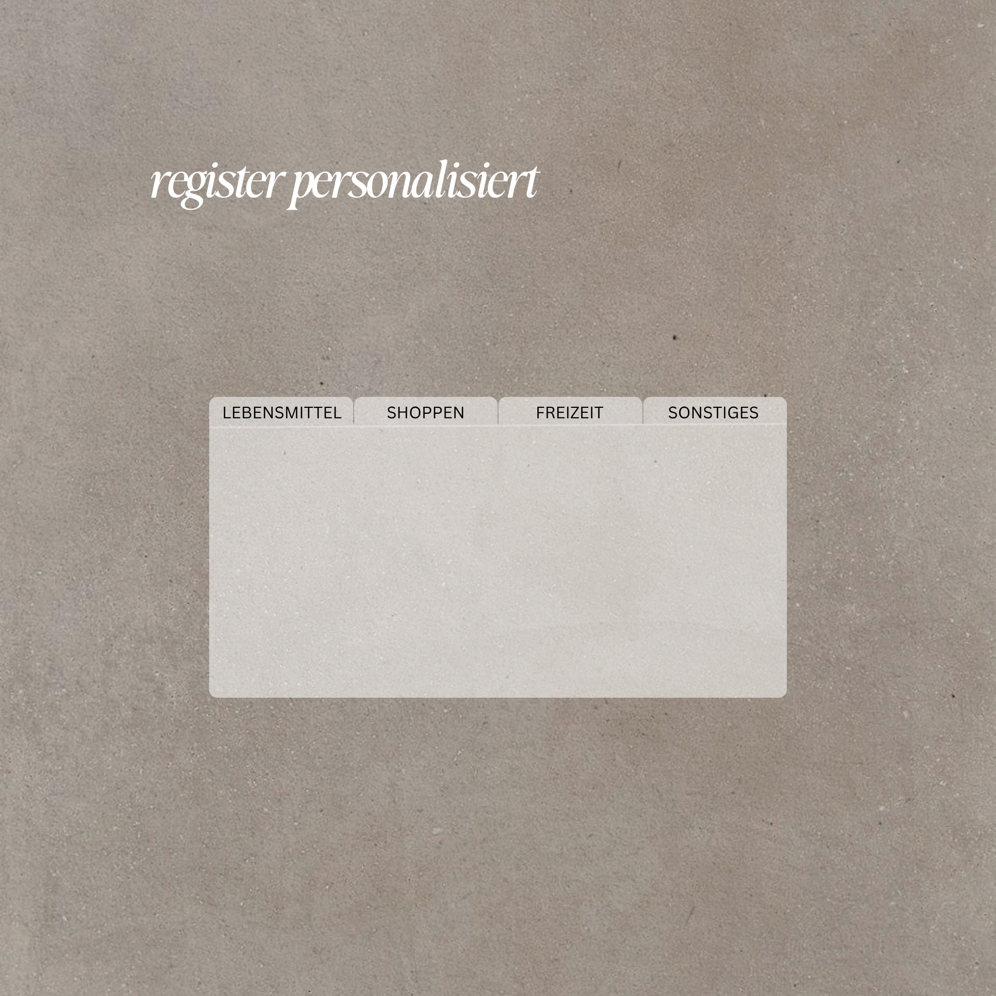 Personalisierte Register