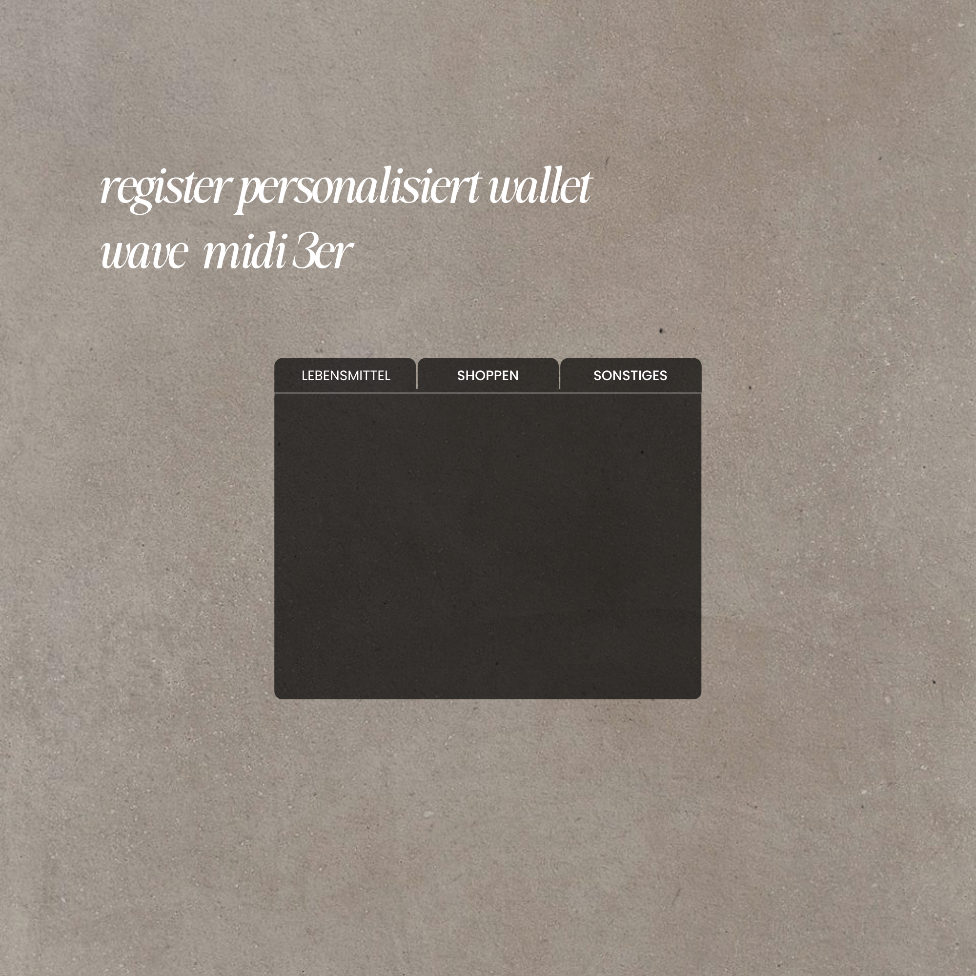 Personalisierte Register BLACK WALLET MIDI 3er