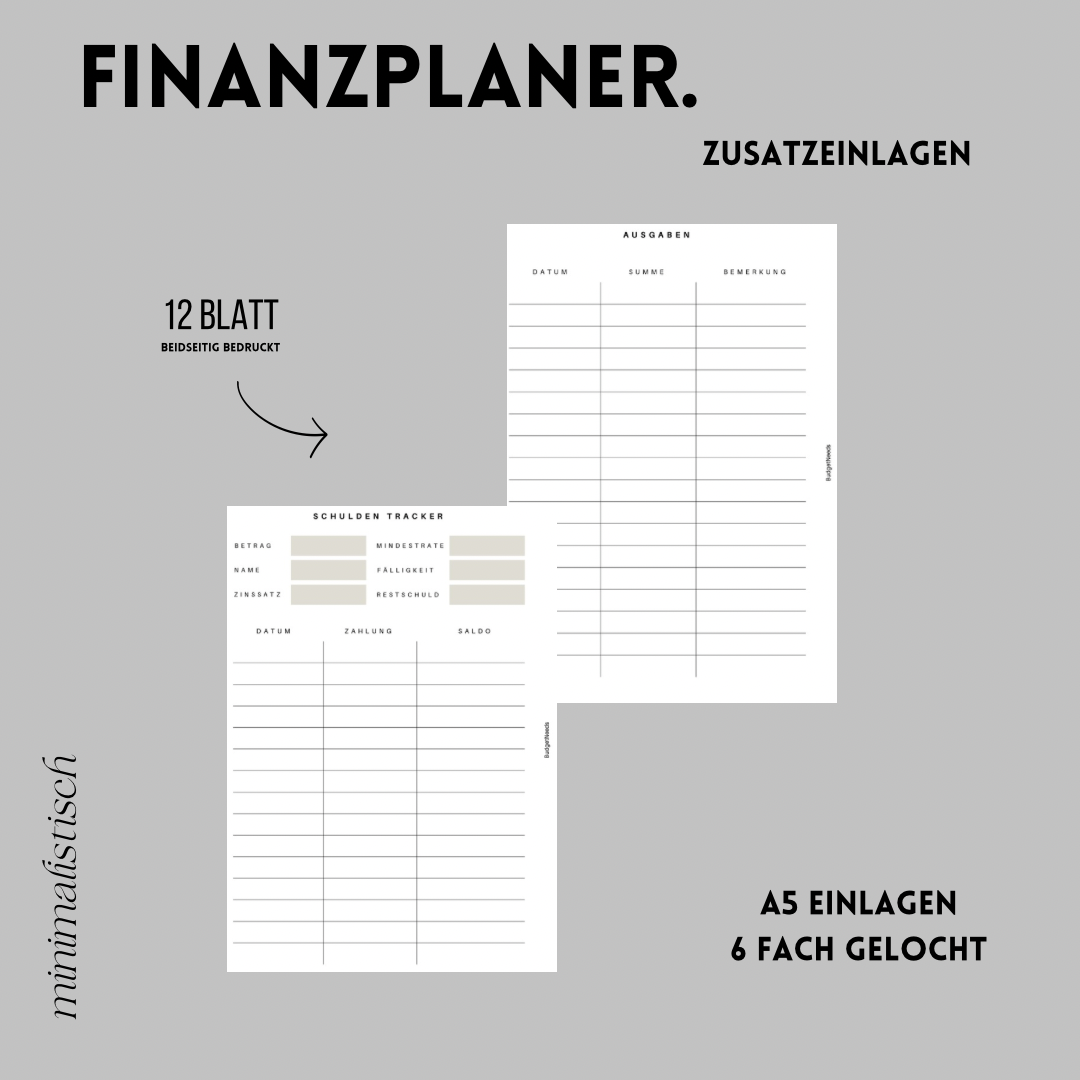 Zusatzeinlagen für Finanzplaner A5 - Budget Needs