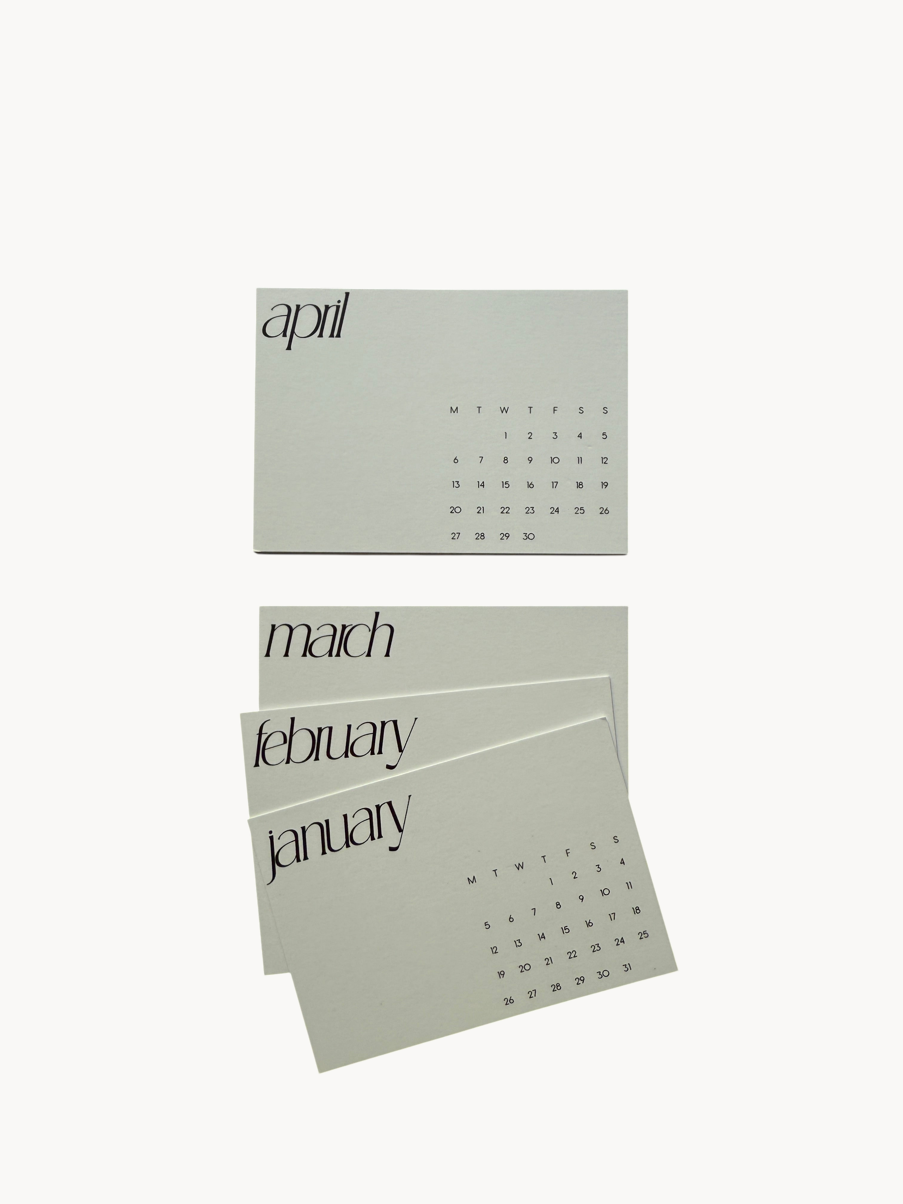 BUDGETNEEDS ™ 2026 calendar card set in white offset paper with minimalist black typography for ring binders
