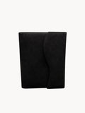 BUDGETNEEDS ™ A5 FlapLine ring binder in black suede with a minimalist hidden magnetic closure for daily organization.