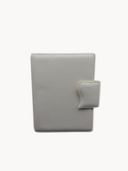 BUDGETNEEDS ™ A5 MiniFlap ring binder in cream with a magnetic button closure and minimalist textured finish