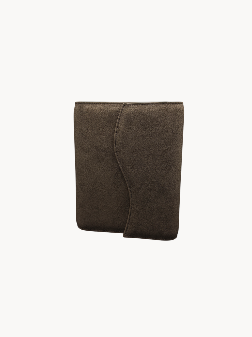 BUDGETNEEDS ™ A6 FlapLine ring binder in brown suede with a magnetic flap closure and minimalist design.