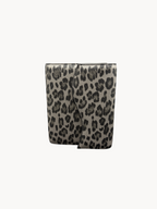 BUDGETNEEDS ™ A6 FlapLine ring binder in a grey and black leopard print with a magnetic flap closure