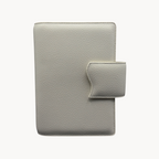 BUDGETNEEDS ™ A6 MiniFlap ring binder in cream with magnetic closure and textured finish for planner inserts