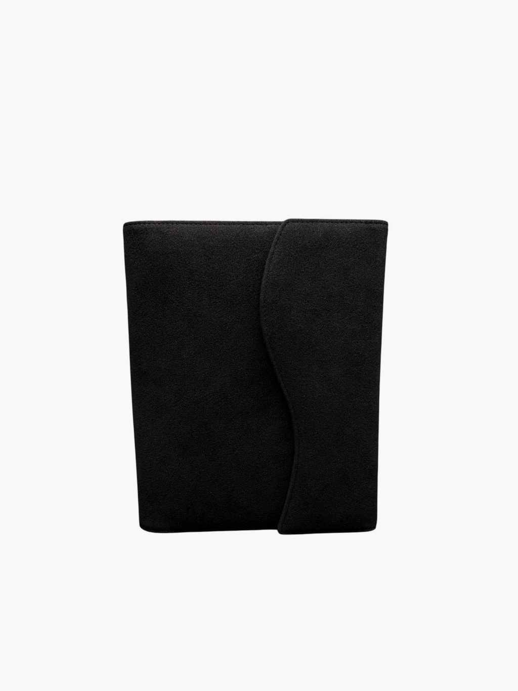 BUDGETNEEDS ™ black suede ring binder from the Imperfect Suede Collection with a minimalist flap closure