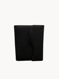BUDGETNEEDS ™ black suede ring binder from the Imperfect Suede Collection with a minimalist flap closure