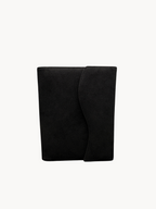 BUDGETNEEDS ™ black suede ring binder from the Imperfect Suede Collection with a minimalist flap closure