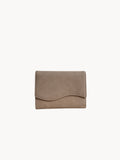 BUDGETNEEDS ™ MIDI WAVE WALLET in taupe with a minimalist curved flap design and slim profile