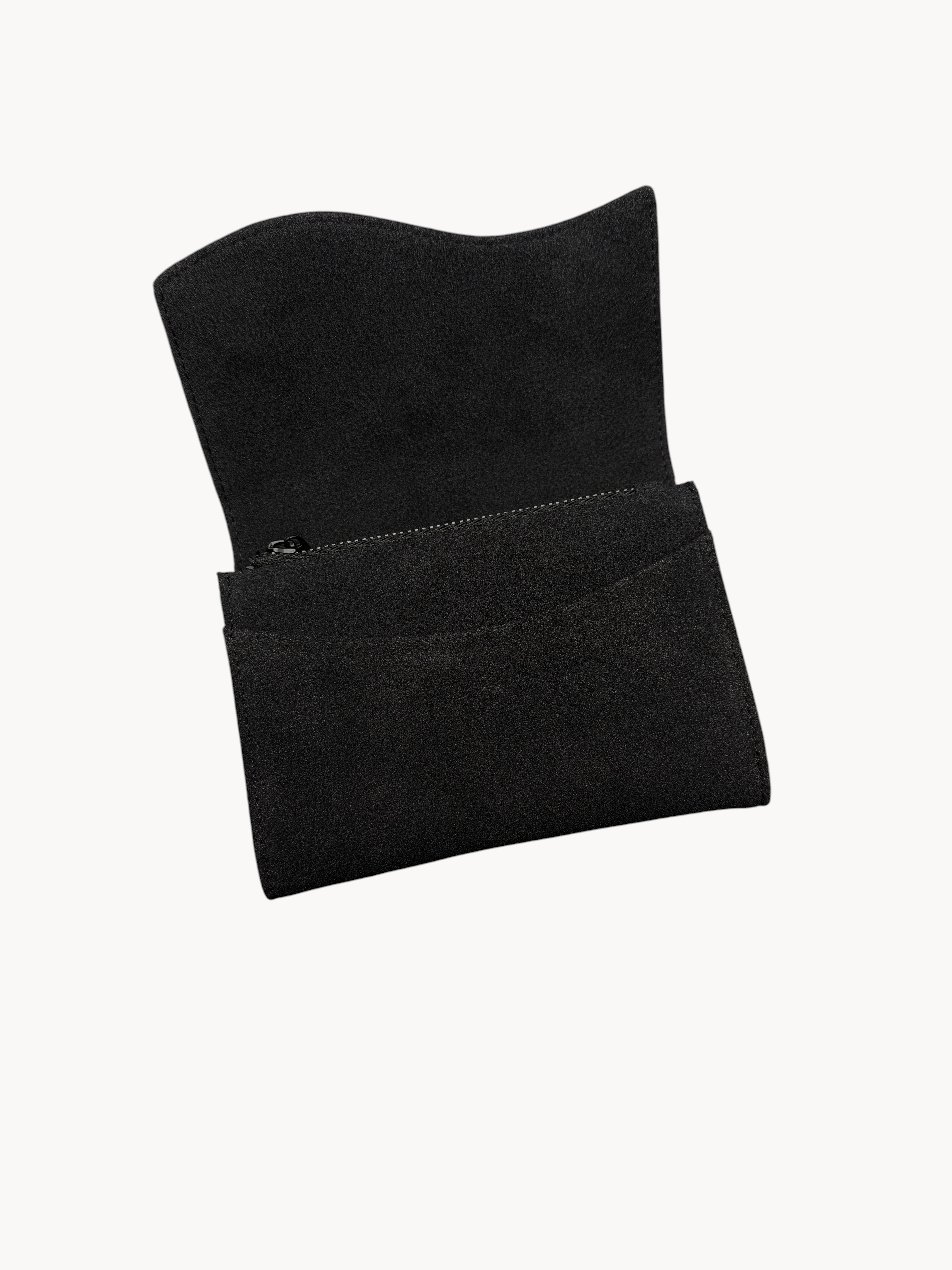 BUDGETNEEDS ™ Wallet Wave MIDI in black with a minimalist flap design and slim profile for organized storage.