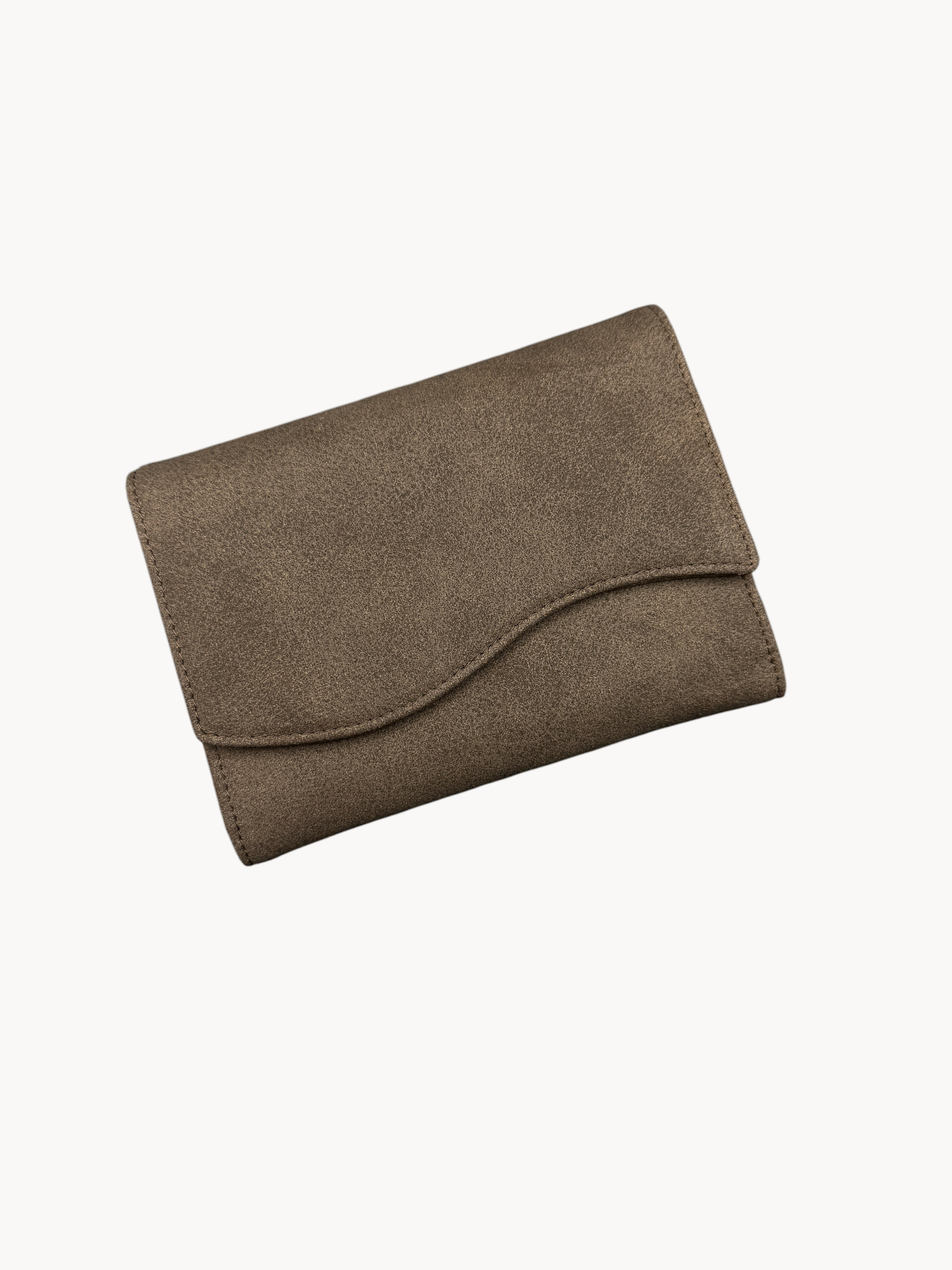 BUDGETNEEDS ™ Wallet Wave MIDI in coffee brown with a minimalist flap design and soft textured finish