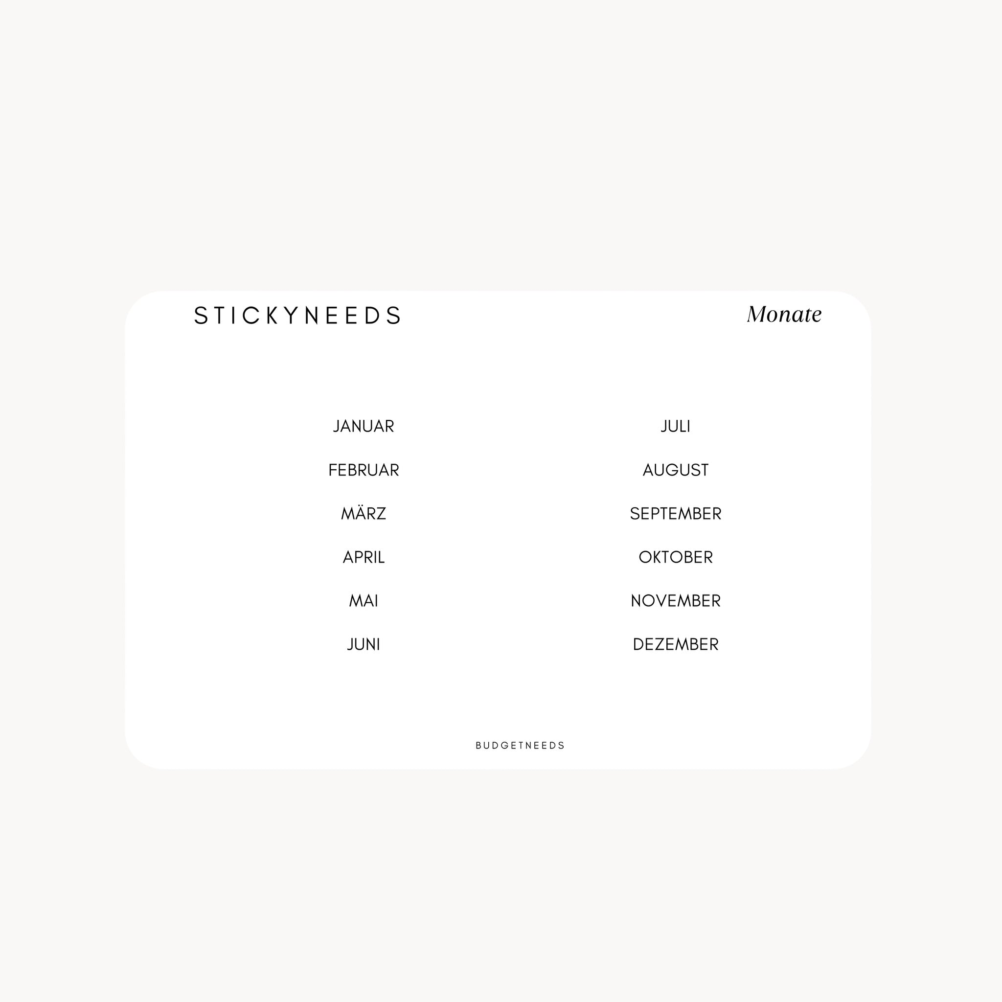 Planner Sticker Sheet Monate klein